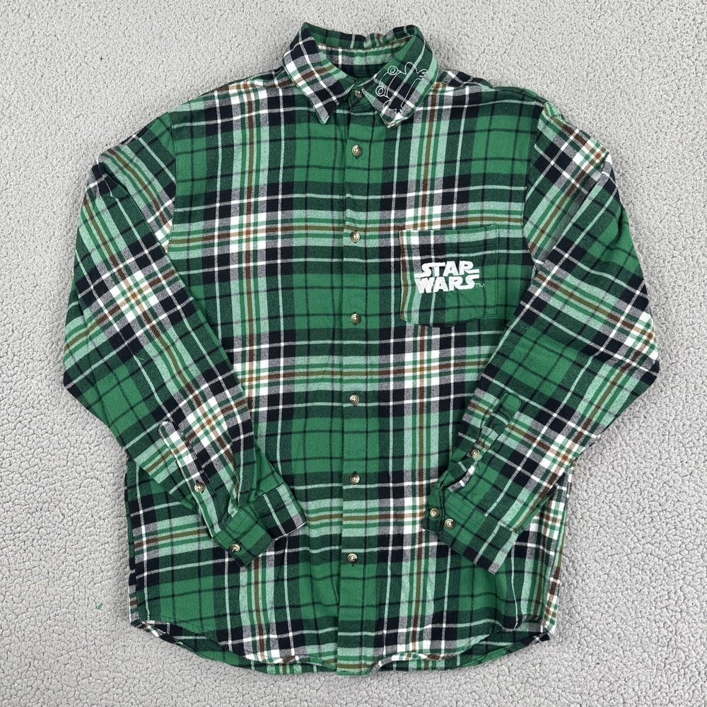 Cakeworthy Star Wars Mandalorian Grogu The Child Flannel Shirt Men Large Green